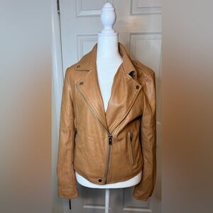 Bagatelle Women's Tan Faux Leather Moto Jacket